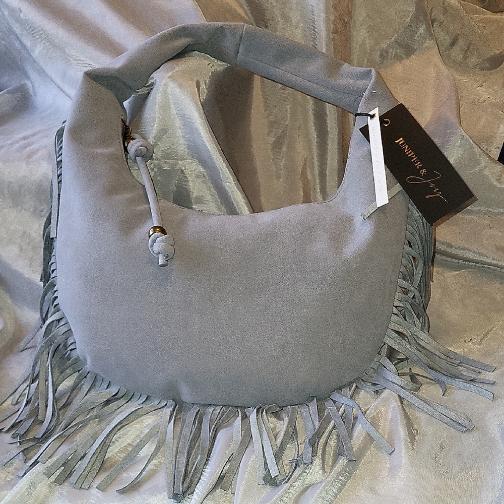 Juniper & Joy Fringe Faux Suede Crescent Shoulder Bag Bnwt Ha Rt HL